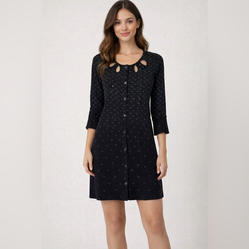 Anthropologie Cooperative Black Button-Up Dress: S